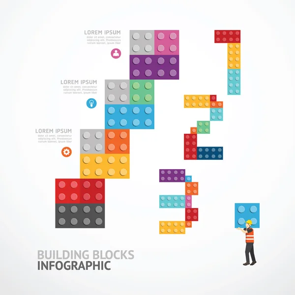 Infografica Template step building blocks banner  . — Vettoriale Stock