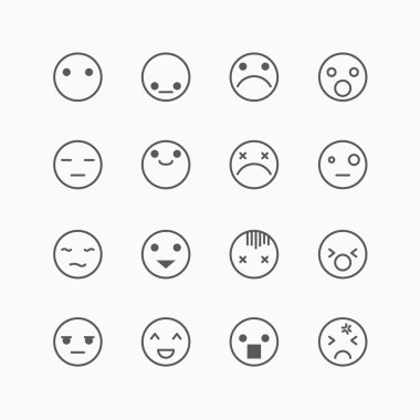 Emoji avatar koleksiyonu kümesi ifadeler izole simgeler çizgi düz. 