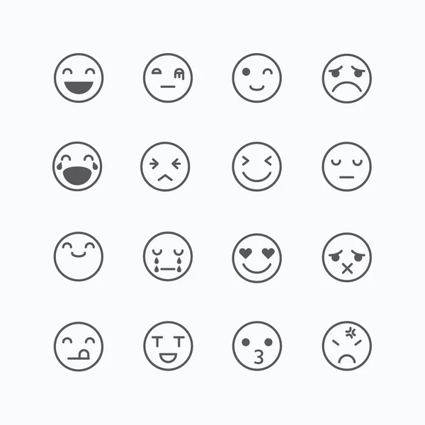 Conjunto de coleção avatar Emoji, emoticons isolado ícones linha plana —  Vetores de Stock