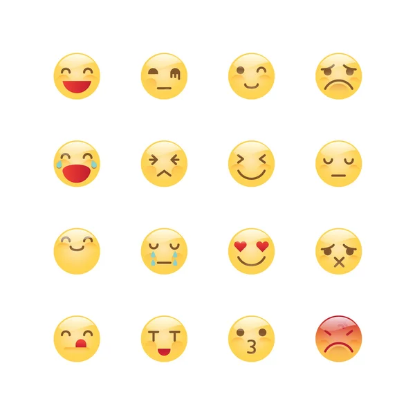 Set di raccolta avatar Emoji, emoticon icone isolate linea piatta — Vettoriale Stock