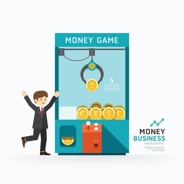 Infographic business claw game template design. How to success c — Stock Vector