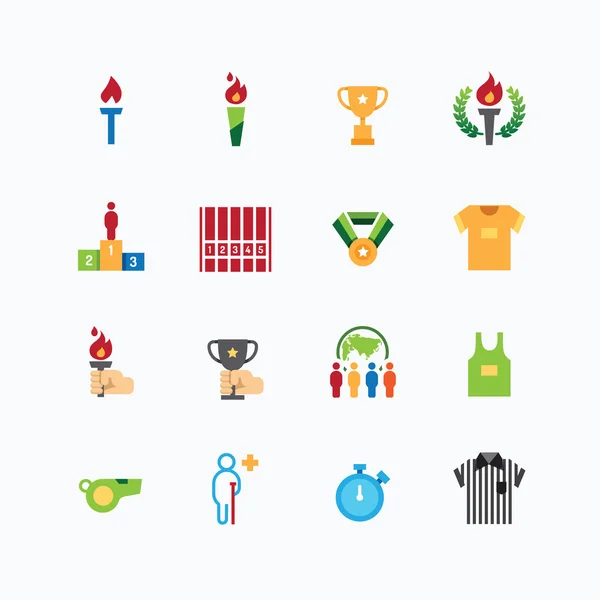 Deporte iconos color línea plana diseño vector — Vector de stock