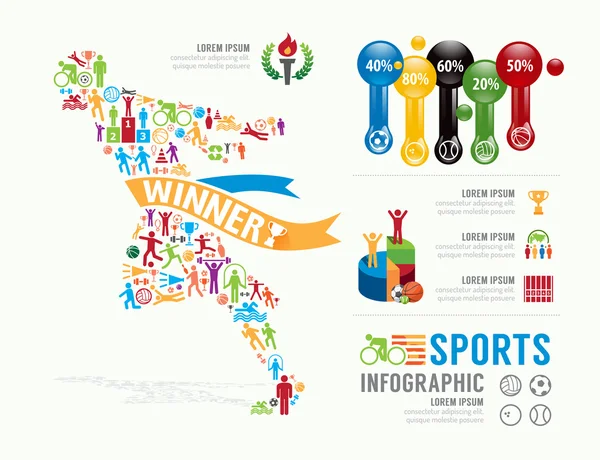 Sports mall Design Infographic. begreppet vektor illustration — Stock vektor