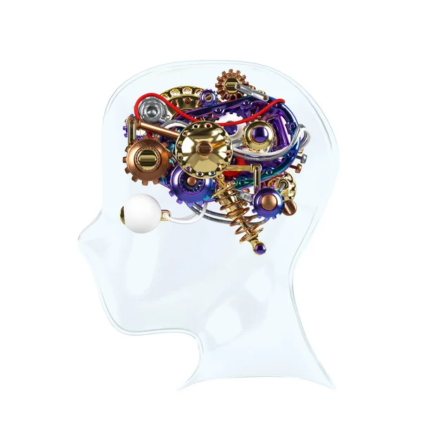 Emberi Gép Brain Ötlet Model Render — Stock Fotó