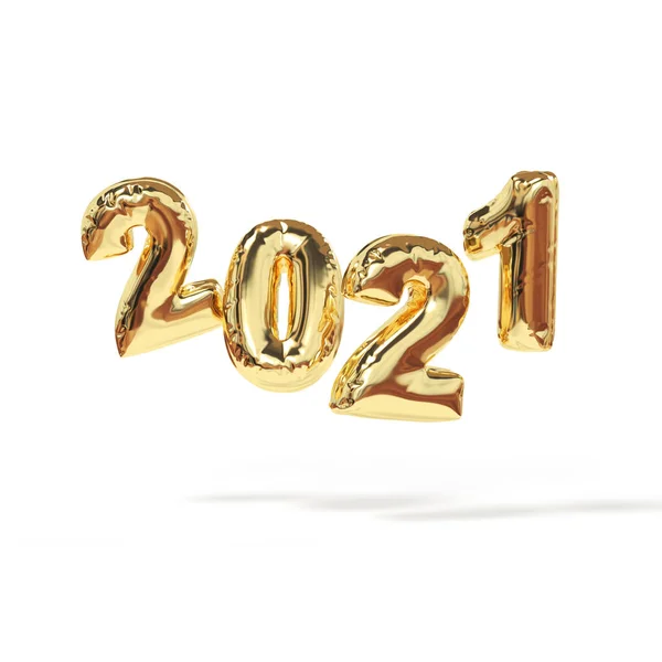 2021 Feliz Año Nuevo Signo Renderizado Bollón Color Oro — Foto de Stock