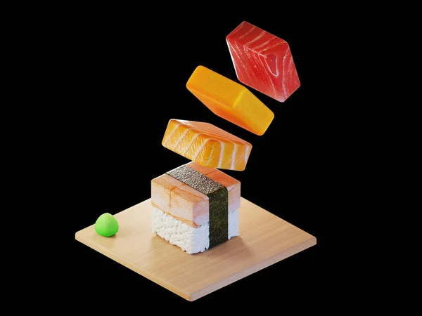 Carré Thon Sushi Isométrique Concept — Photo