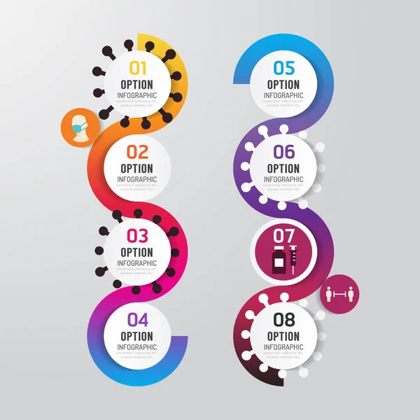 Virus Corona Covid Infografik Design Vektor — Stockvektor