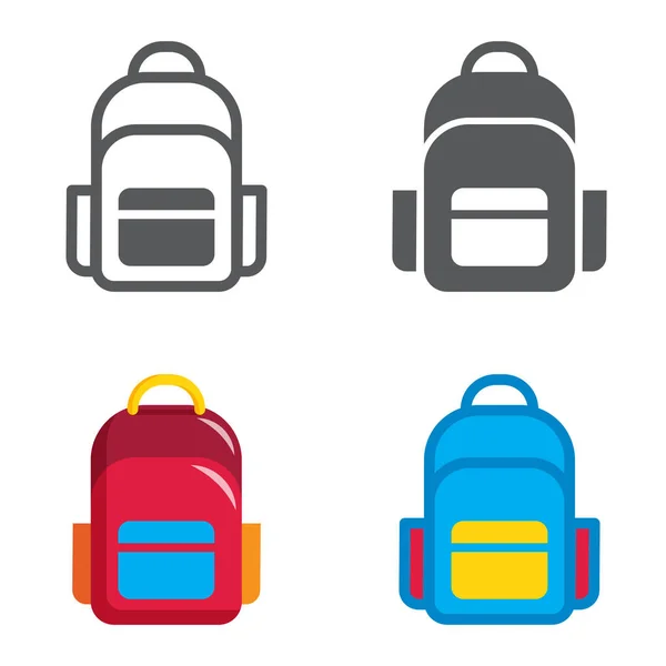 School Rugzak Ontworpen Pictogrammen Set Vectorillustratie — Stockvector