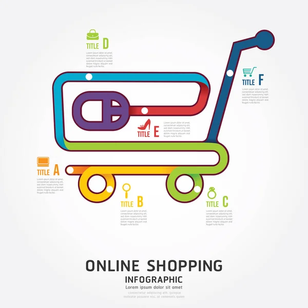 Infografías Vector Compras Online Diagrama Línea Estilo Plantilla — Vector de stock