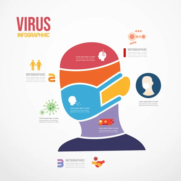 Bendera Coronavirus Ilustrasi Vektor Templat Infografis Konsep Desain - Stok Vektor