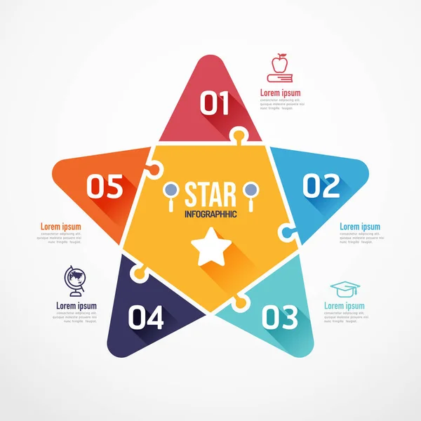 Star Education Forma Jigsaw Banner Concept Design Infográfico Template Vector — Vetor de Stock