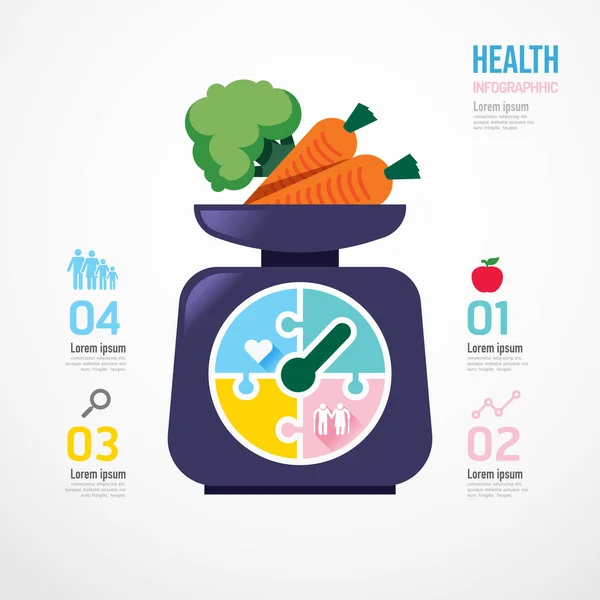 Échelles Forme Jigsaw Banner Health Nature Concept Design Infographie Modèle — Image vectorielle