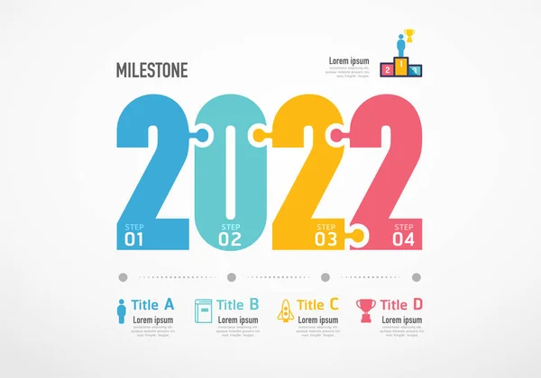 Milstolpe Steg Planerare 2022 Infographic Success Koncept Vektorillustration — Stock vektor