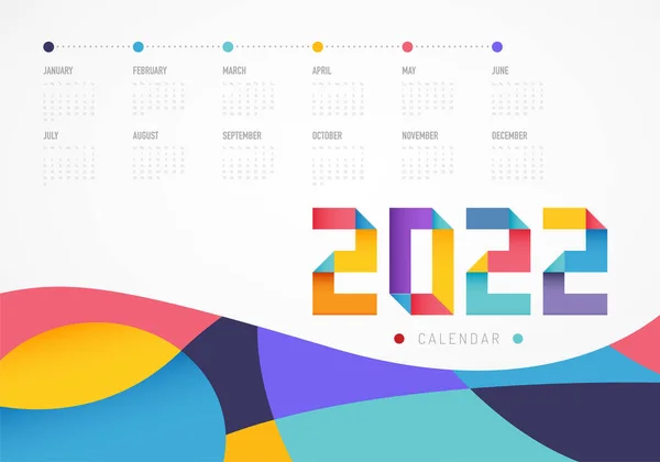 Kalendarz Kolorowy Planista 2022 Rok Tydzień Zaczyna Się Niedzielę Ilustracja — Wektor stockowy