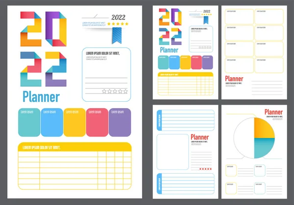 Ensemble Planificateurs Minimalistes 2022 Modèle Planificateur Mensuel Hebdomadaire Quotidien Gestion — Image vectorielle