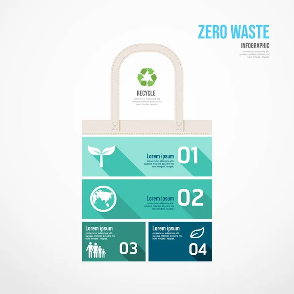 Zéró Hulladék Környezeti Kirakós Infografika Green Koncepció Design Vektor Illusztráció — Stock Vector