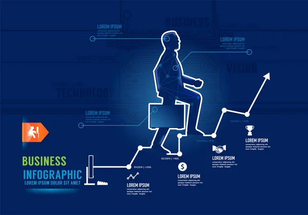 Infographics Businessman Market Success Concept Design Options Banner Vector Illustration — Image vectorielle