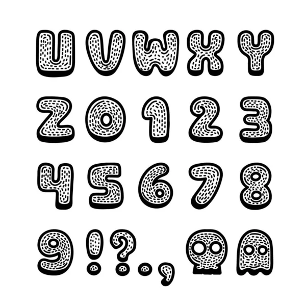 Alphabet Broken Line Font Set Vector Illustration Cartoon Style — Stock Vector