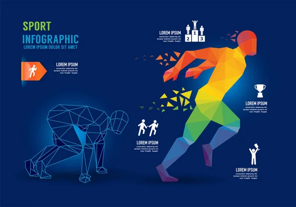 Infographics Sport Run Geometrik Kavram Tasarım Seçenekleri Pankartı Vektör Illüstrasyonu — Stok Vektör