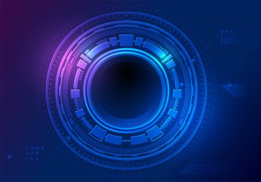 Bilim Kurgu Teknolojisi Dijital Ağ Sanatı arka planı. Fütürist kavram, vektör illüstrasyonu