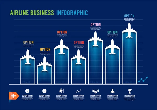 Compagnia Aerea Risorse Aziendali Infografiche Grafico Diagramma Icona Trasporto Concetto — Vettoriale Stock