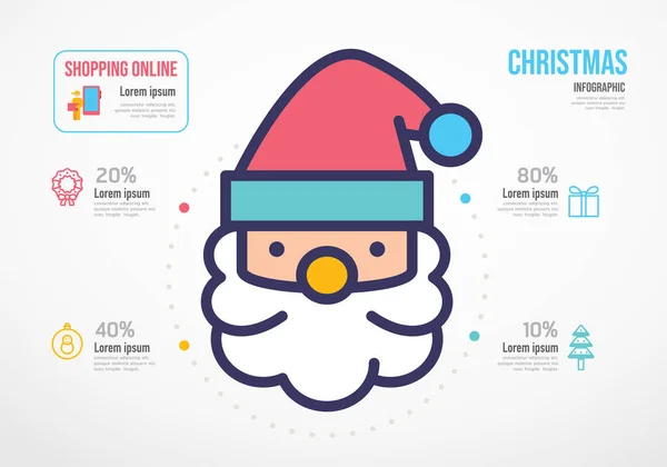 Santa Claus Christmas Shopping Resources Infographic Üzleti Koncepció Vektorillusztráció — Stock Vector