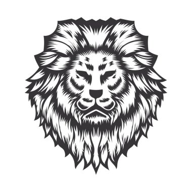 Beyaz arka planda Aslan Kafa tasarımı. Lion Head Line Sanat logoları. vektör illüstrasyonu.