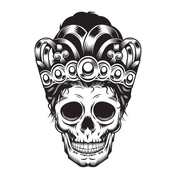 Prins Skull Mamma Krona Head Design Vit Bakgrund Halloween Huvudlogotyper — Stock vektor