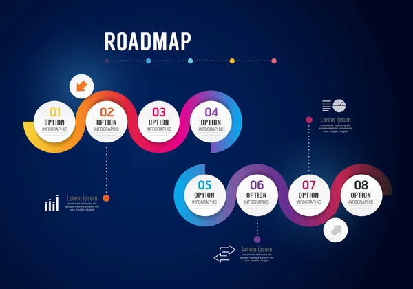 Infographie Feuille Route Concept Options Conception Bannière Illustration Vectorielle — Image vectorielle