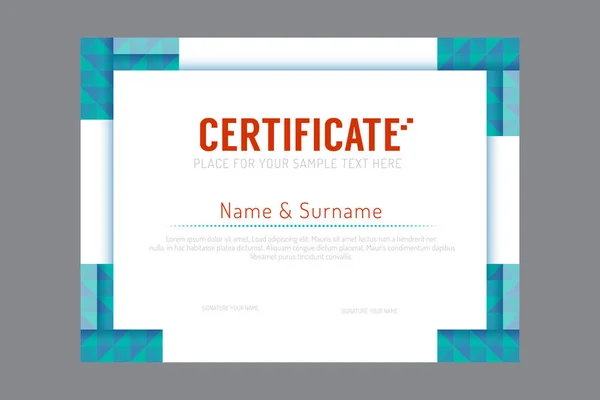 Certificate Template Geometric Frame Design Vector — Stock Vector