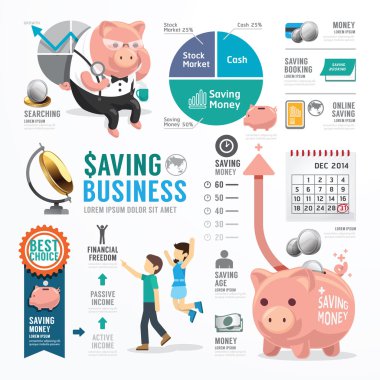 iş Infographic kaydetme para.