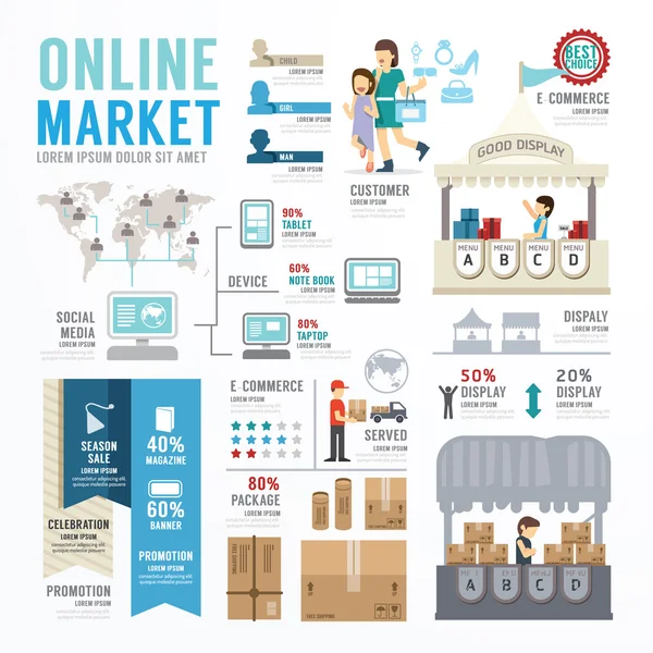 Infografica Business Market Online  . — Vettoriale Stock