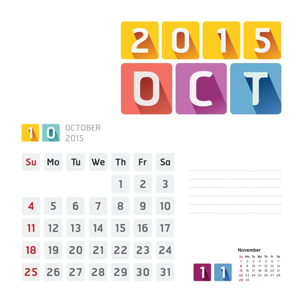 Kalender 2015 — Stockvektor