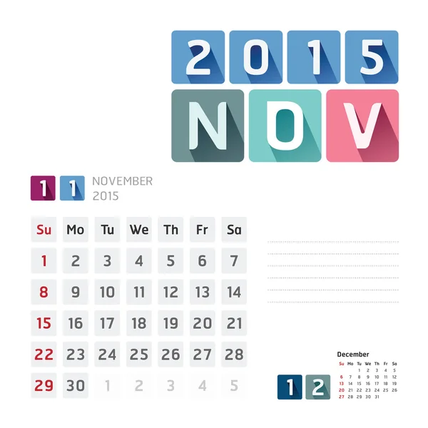 Kalender 2015 — Stockvektor