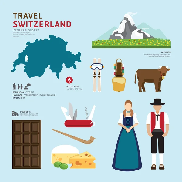 Suiza Apartamento Iconos — Vector de stock