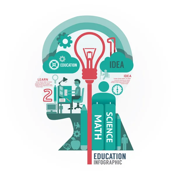 Infografías cabeza de diseño educativo — Vector de stock