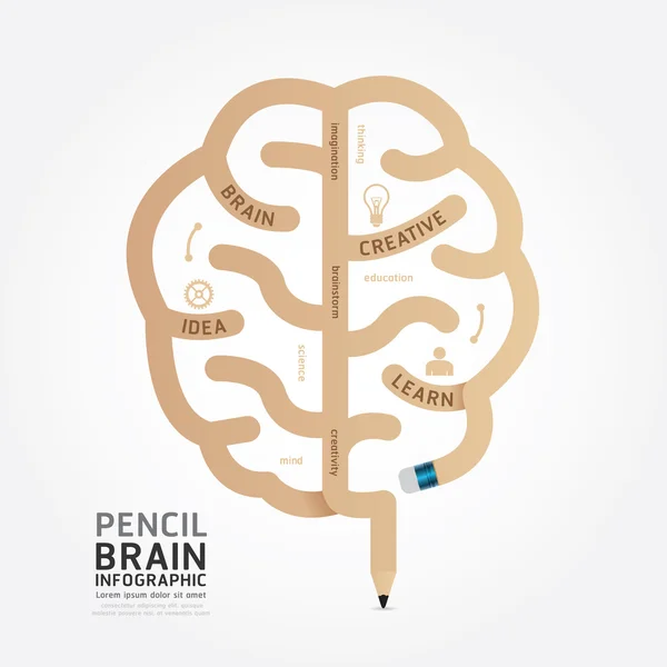 Infographics pencil brain design — Stock Vector