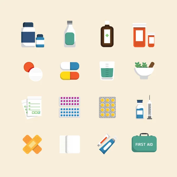 Iconen set van medische & gezondheidszorg — Stockvector