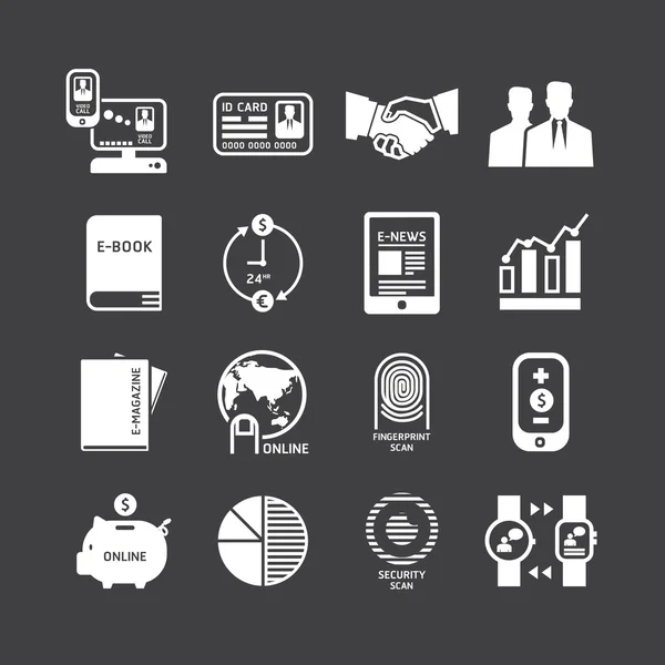 Conjunto de iconos de diseño de tecnología empresarial . — Vector de stock