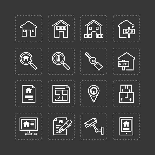 Icons set of real estate property — Stock Vector