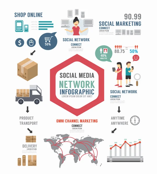 Infographie Social Business template design — Image vectorielle