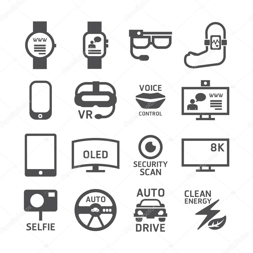 Icons set of technology design.