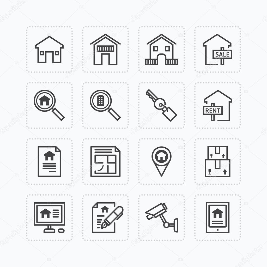 Icons set of real estate property