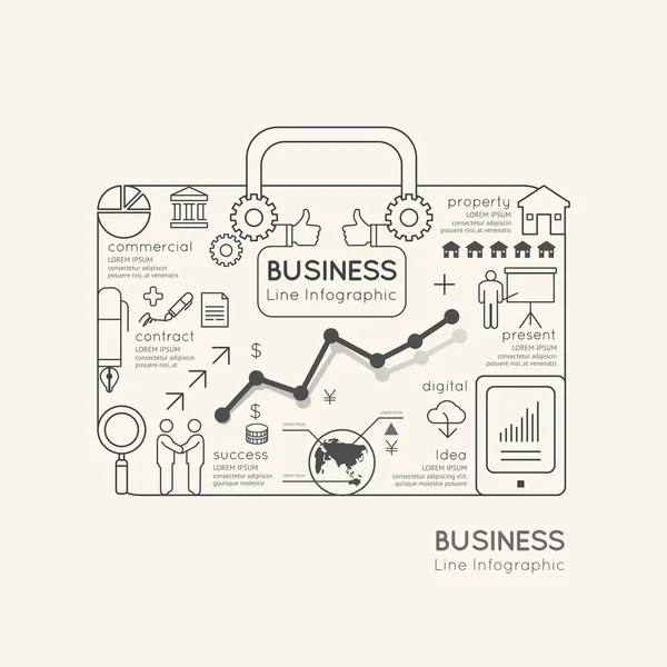 Concetto World Business Bag Outline . — Vettoriale Stock