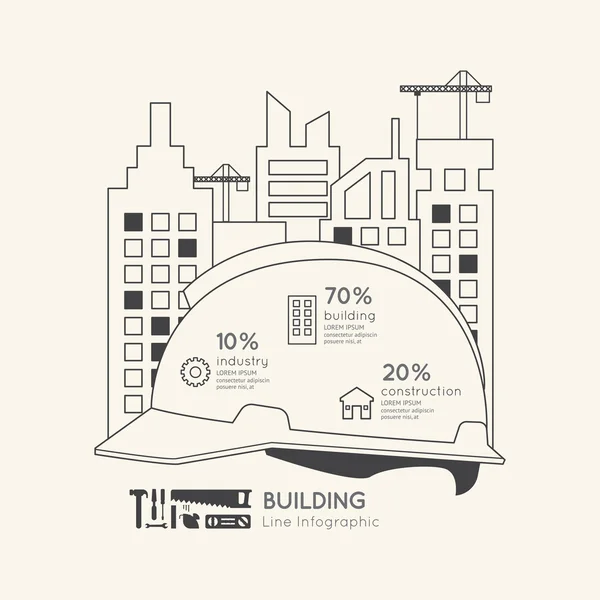 Conceito de esboço de capacete de construção infográfico —  Vetores de Stock