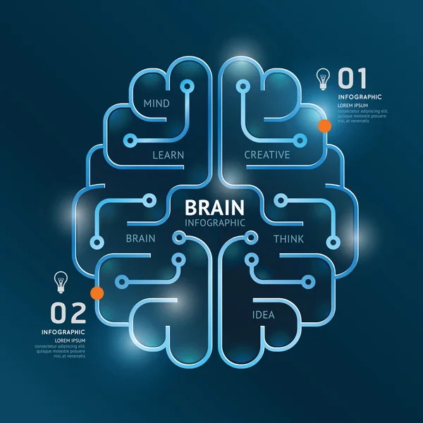 Desain otak infografis - Stok Vektor