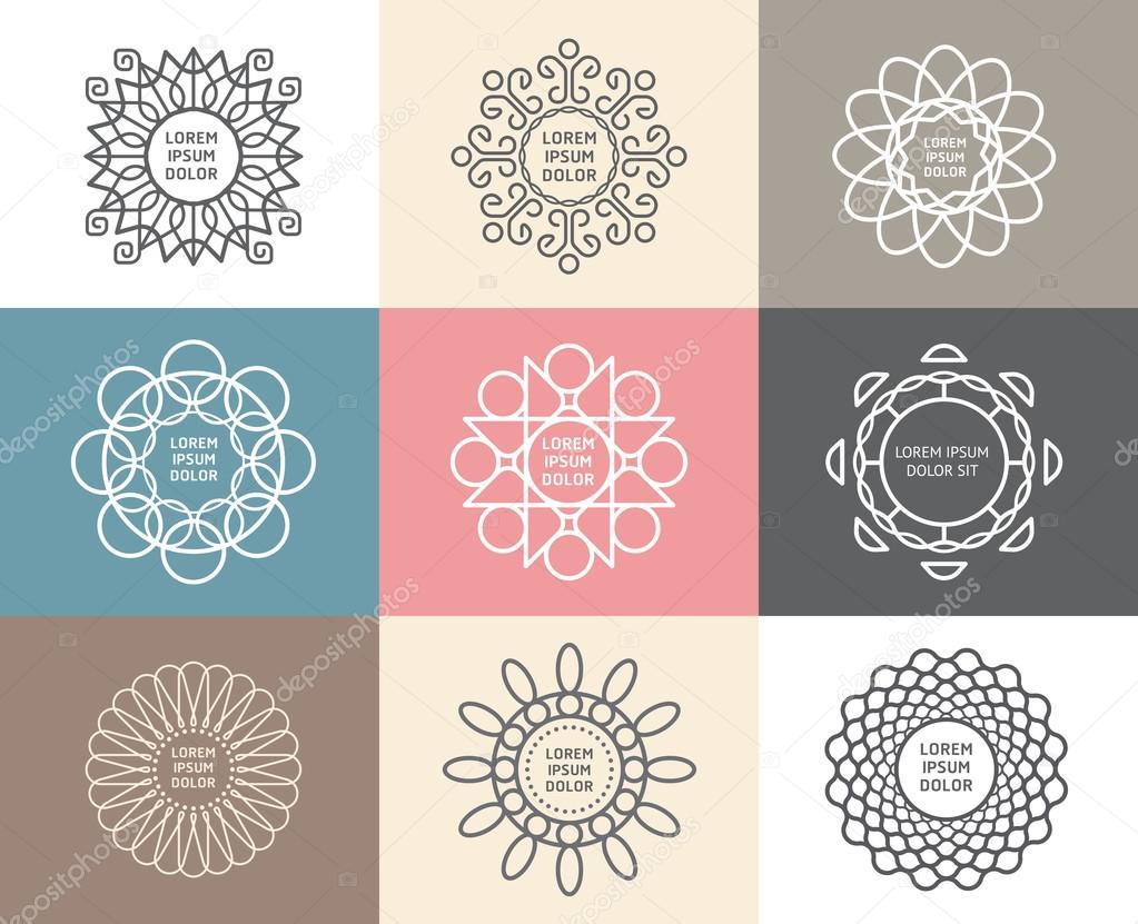 Set of calligraphic , flower templates