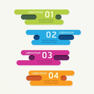 İlerleme afiş ile şerit renkli Etiketler.