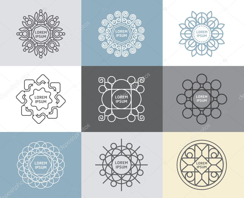 Set of calligraphic , flower templates