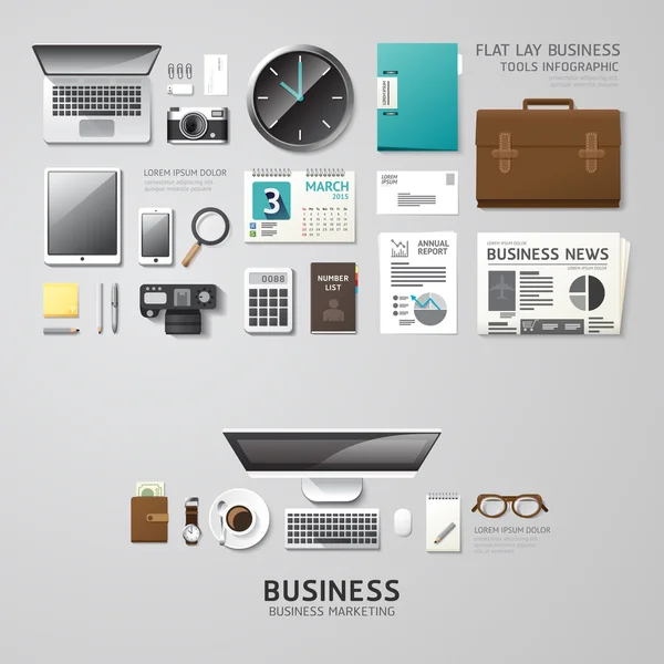 Infographie outils de bureau d'affaires — Image vectorielle